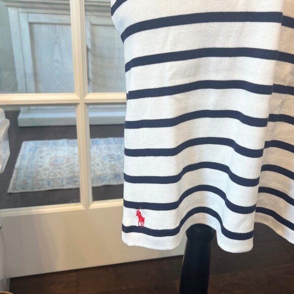 Ralph Lauren Sport Blue White Striped Cord Tie V Neck Nautical Dress S - Picture 3 of 6